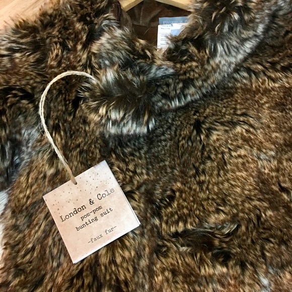 London & Cole Pompom Faux Fur Bunting Suit - Picture 2 of 3